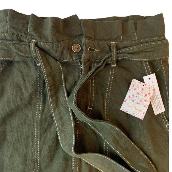 Free People  In The Grass Paper Waist Skirt Army Size 4 - Picture 4 of 14